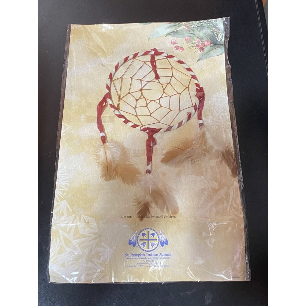St. Joseph's Indian School 9" Handmade Dreamcatcher With Feathers